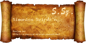 Simonics Szirén névjegykártya